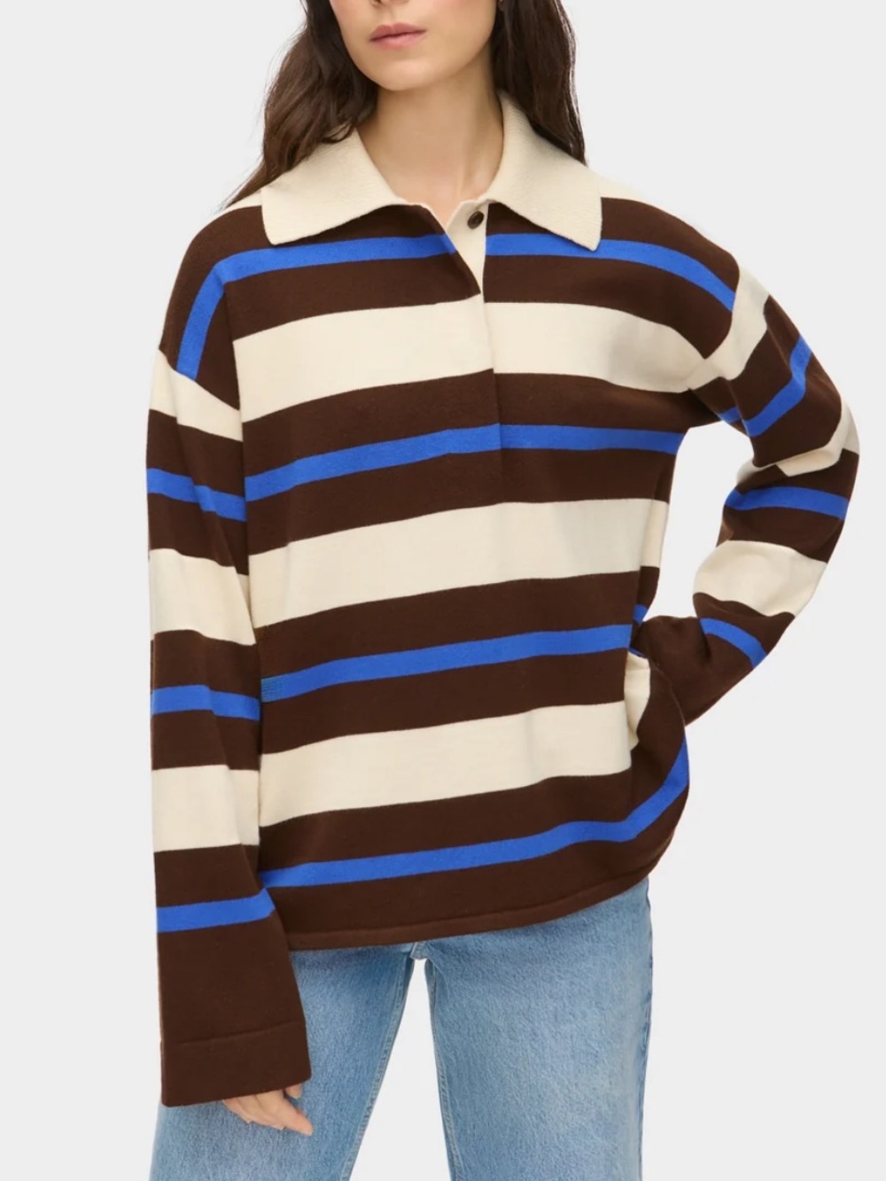 Aligne ester striped polo sweater